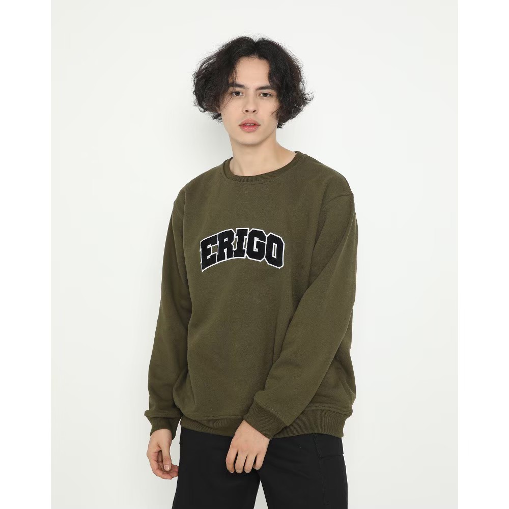 lagi hits Sweater Crewneck Erigo | Sweater Sweatshirt Pria wanitaTerlaris Premium Quality Sweater crewneck erigo hijauarmy logo bordir | sweatshirt pria premium