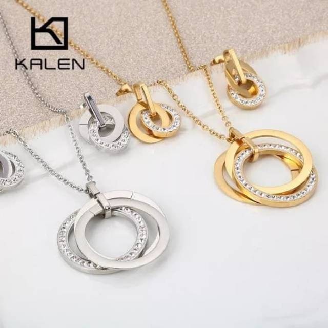 SET KALUNG DAN ANTING ORI TITANIUM ANTI KARAT ANTI LUNTUR DAN ALERGI 2