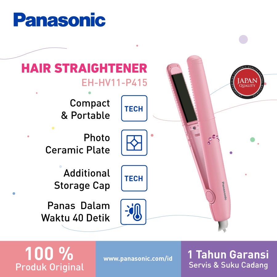 PANASONIC Catokan Rambut Keratin Coconut Oil Straightener EH-HV11 HV11