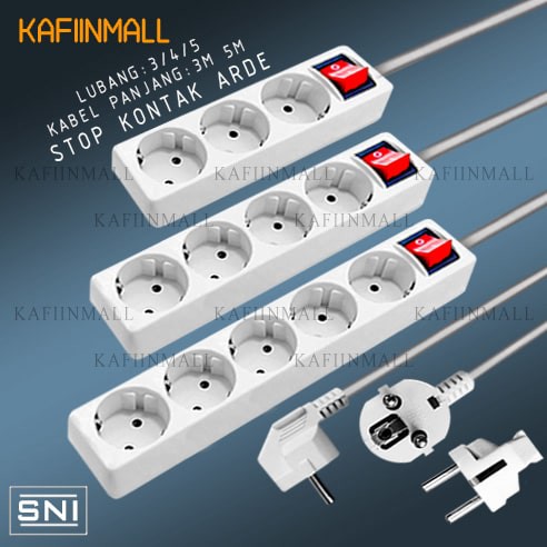 SNI STOP KONTAK 3/4/5LUBANG + KABEL PANJANG 3M &amp; 5M / STOP KONTAK KABEL COLOKAN