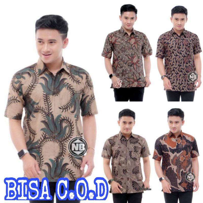 Batik Pria Lengan Pendek Paspol BATIK MURAH HRB026 motif KERATONAN Kode 002 size M L XL XXL Reguler