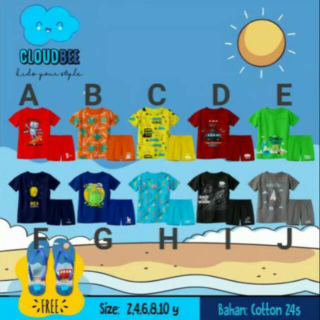 Cloud bee +free sandal jepit.