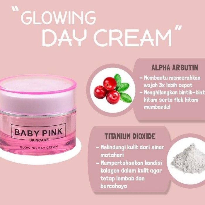 Baby Pink Skincare Glowing Day night acne night Cream Resmi BPOM