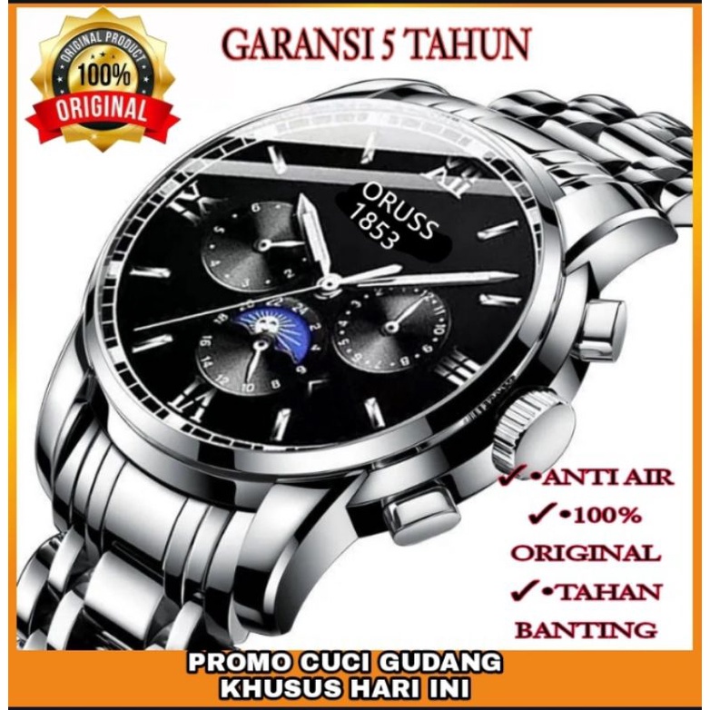 VAVA VOOM Jam tangan Pria Anti Air Stainless Steel kalender Arloji/jam tangan pria analog/jam tangan