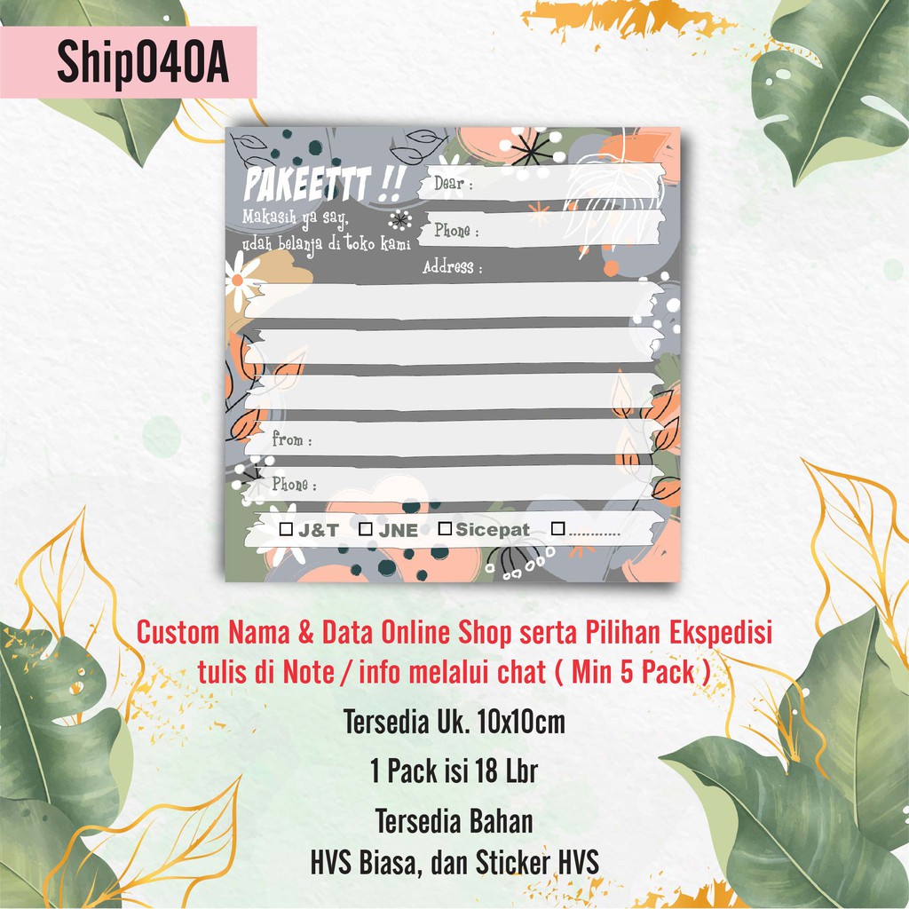 

Hanabi Shipping Sticker 1 pack isi 18pcs Stiker Pengiriman Stiker Alamat Kode Ship040