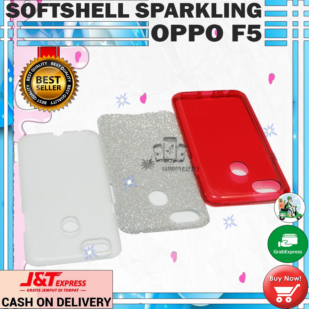 (Warna Acak Pink / Red) Silikon Oppo F5 Ultrathin Oppo F5 Case Sparkling Blink Blink Case Glitter Soft Case Jelly Case Silicone Casing Kesing Kasing Sarung Hp Oppo F5