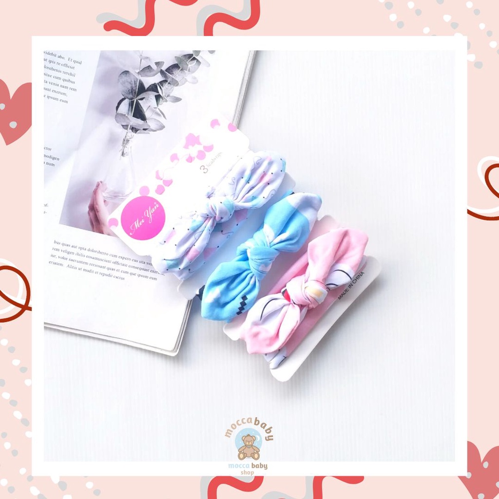 MBSS - BANDANA MOTIF A Bandana Set isi 3 Motif Beda / Headband Bayi Newborn Anak Perempuan Part 1