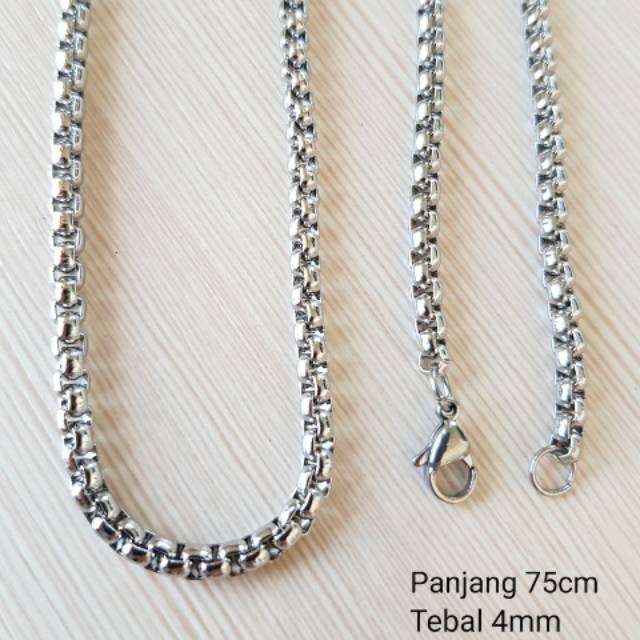 Kalung titanium 75cm / kalung fashion Import Antikarat White