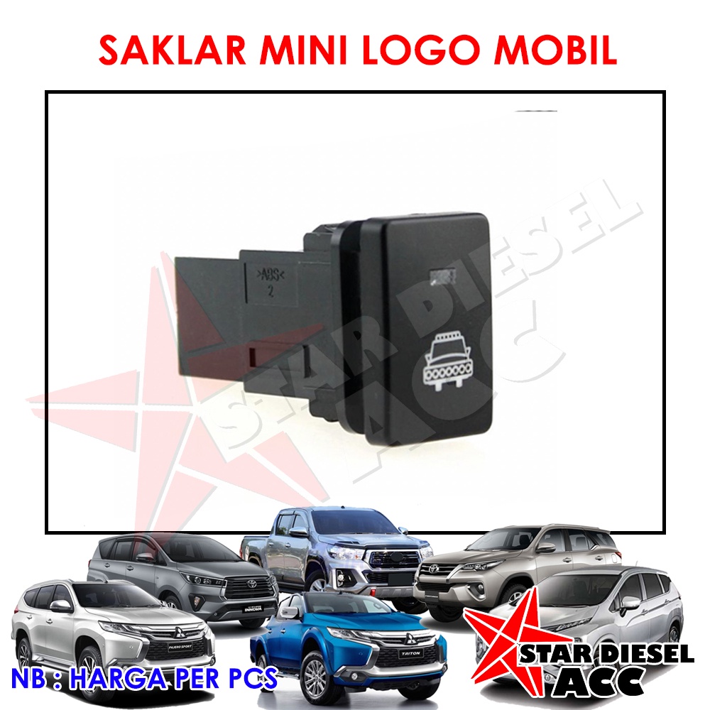 TOMBOL LAMPU MINI SAKLAR LOGO MOBIL TOYOTA FORTUNER VRZ INNOVA REBORN INNOVA GRAND NEW HILUX REVO RO
