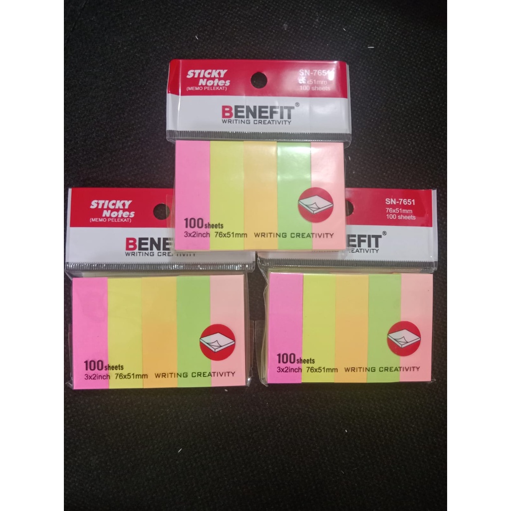 

Sticky Notes Benefit (SN-7651), 100 Sheet Model 2, Harga per 1 plastik