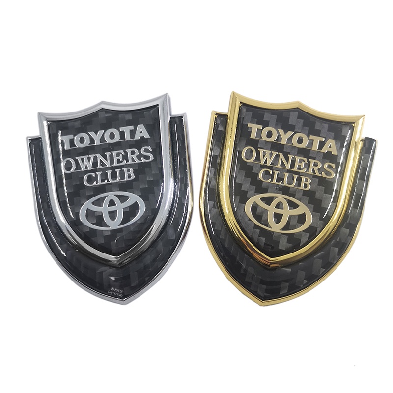 1pc Stiker Emblem Logo TOYOTA Owners Club Bahan Metal Carbon Fiber Untuk Dekorasi Mobil