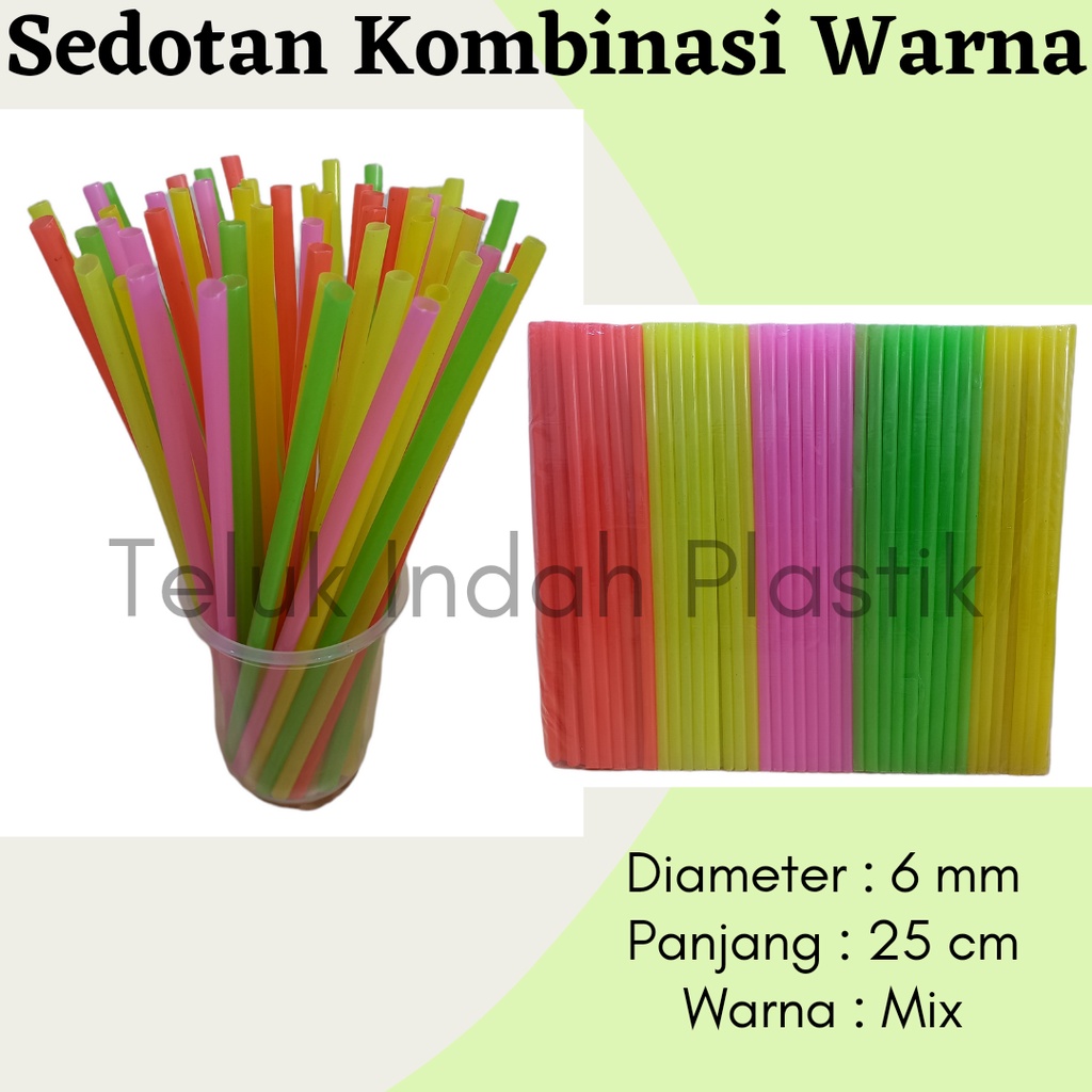 Sedotan Plastik Kombinasi Warna Warni Sedotan Es Panjang Murah