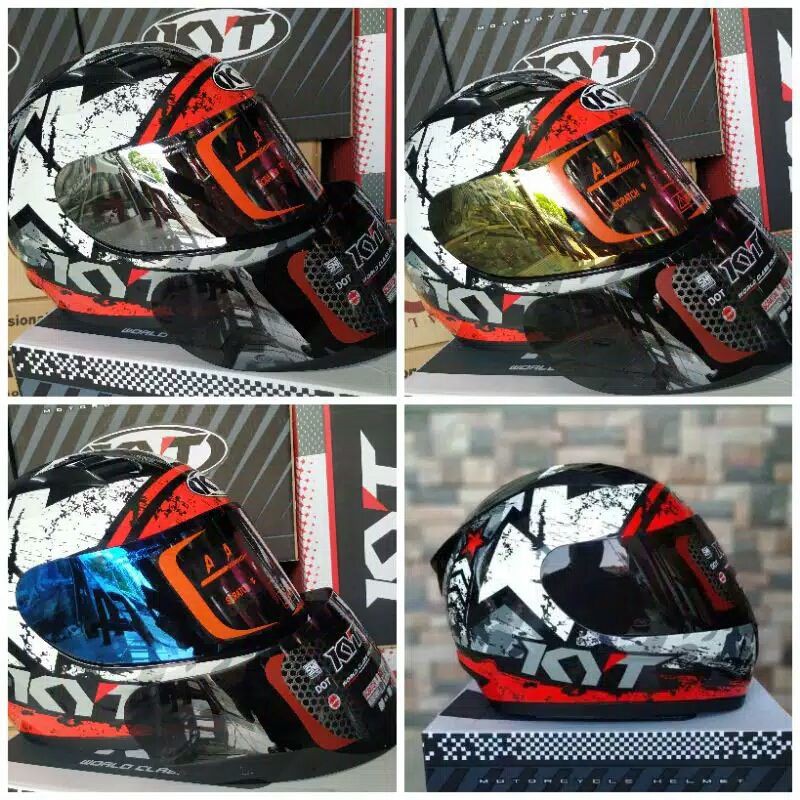 Jual HELM FULL FACE KYT R10 MOTIF #3 RED BLACK + Kaca flat | Shopee ...