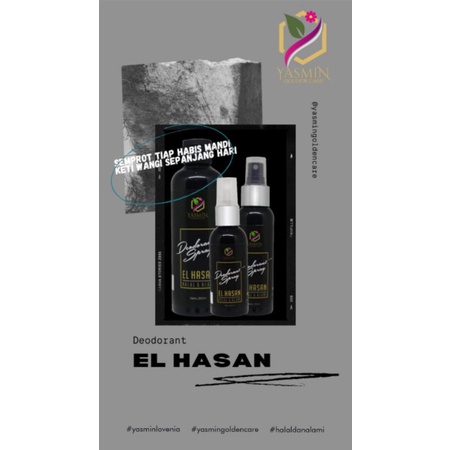 El Hasan Deodorant Spray For Men 100ml Yasmin - Deodorant Spray Untuk Pria - Deodorant Spray BPOM Halal Alami