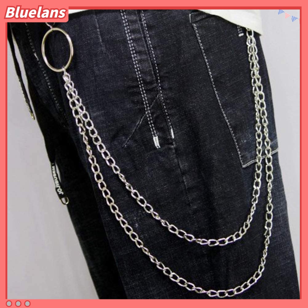 Bluelans Fashion Unisex Multi-layer Anti-Lost Pants Jeans Wallet Pocket Chain Keychain