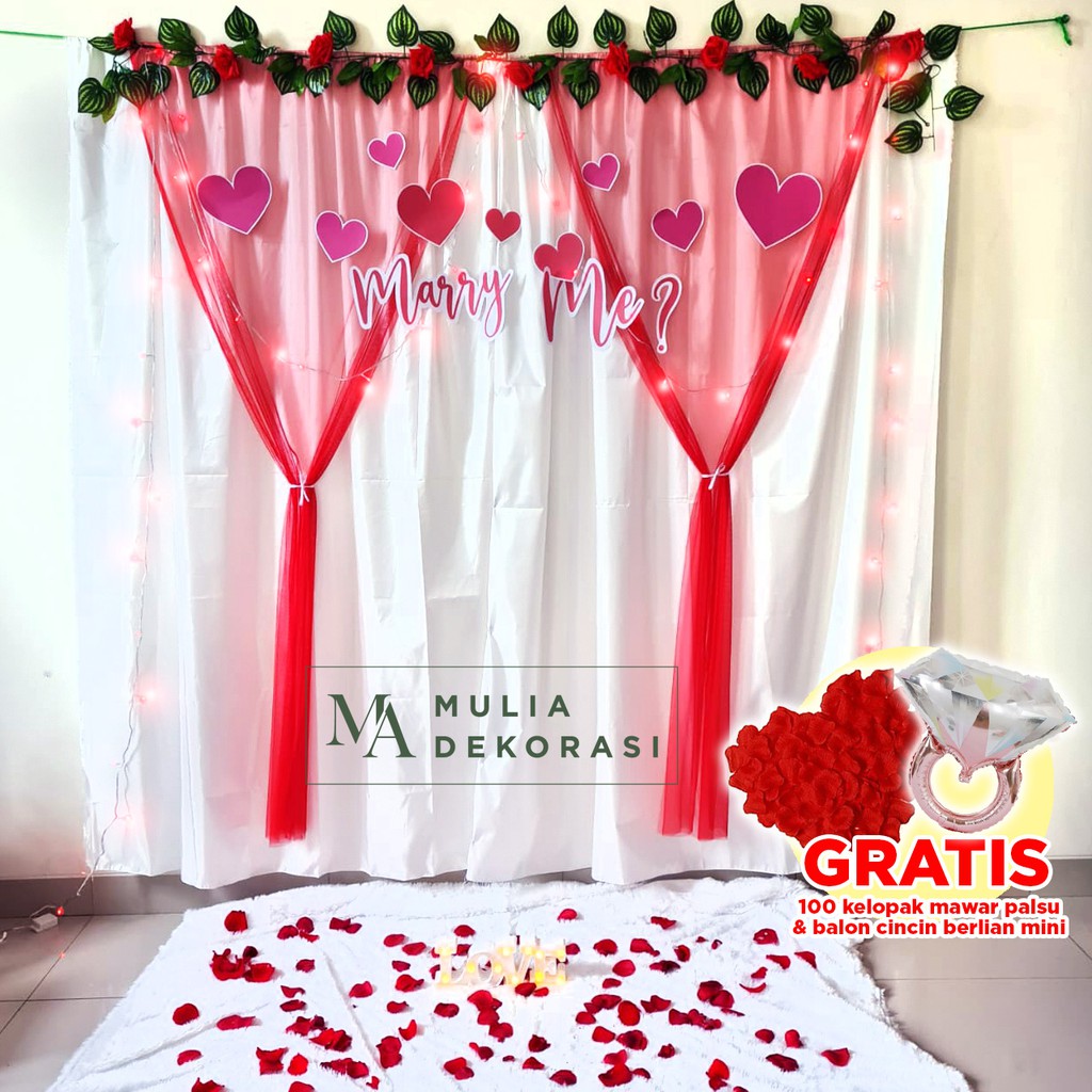 Dekorasi Backdrop Lamaran Nyatakan Cinta Couple  Kejutan Romantis Proposed Pasangan Paket Marry Me