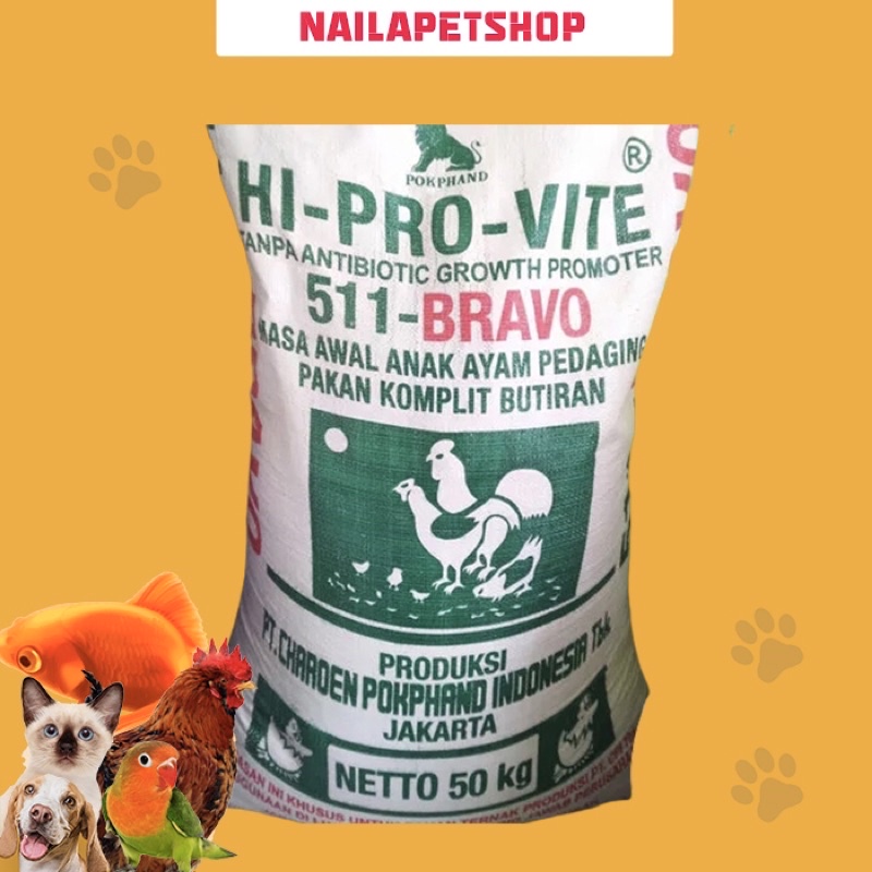 PUR AYAM HI- PRO-VITE 511 BRAVO / MAKANAN AYAM / KEMASAN 1KG