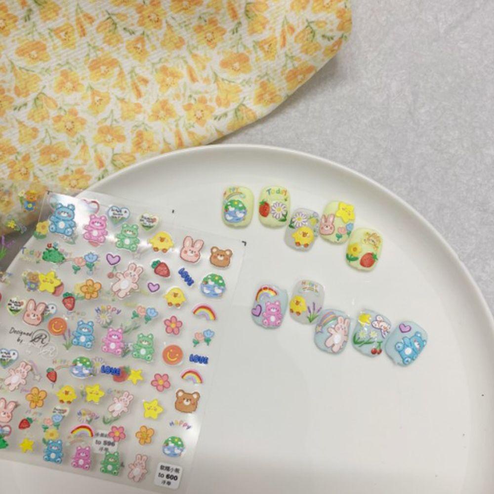 AUGUSTINA Agustina Stiker Nail Art Sweet Relief Donut Floret Little Bear Perekat Manikur Aksesoris