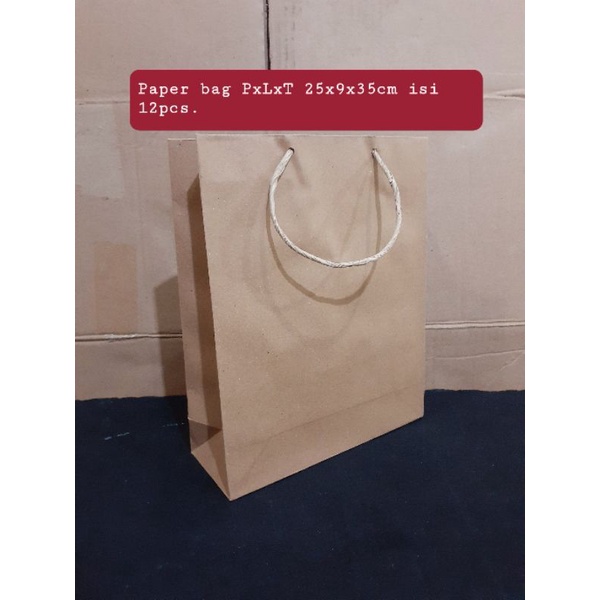 

Paper bag medium/buku diameter PxLxT (21,5x8x27cm) isi 12pcs