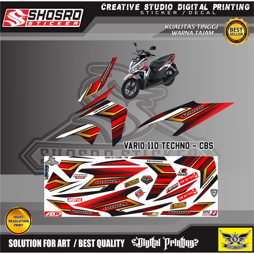 COD / VARIASI HONDA VARIO 110 TECHNO/CBS STRIPING/STICKER VARIASI CUSTOM NEW