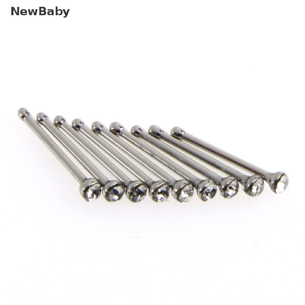 60pcs Anting Tindik Hidung Bahan Stainless Steel Hias Kristal Berlian Imitasi Untuk Wanita