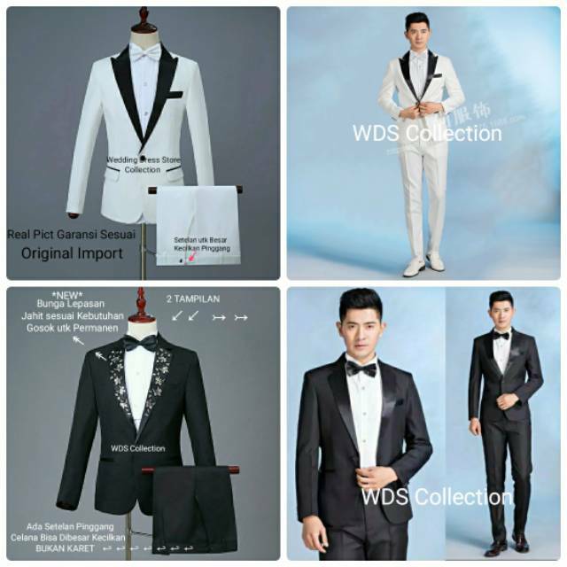0212 Jas Formal Pria Pengantin Import Hitam Putih jasprngantin jasformal