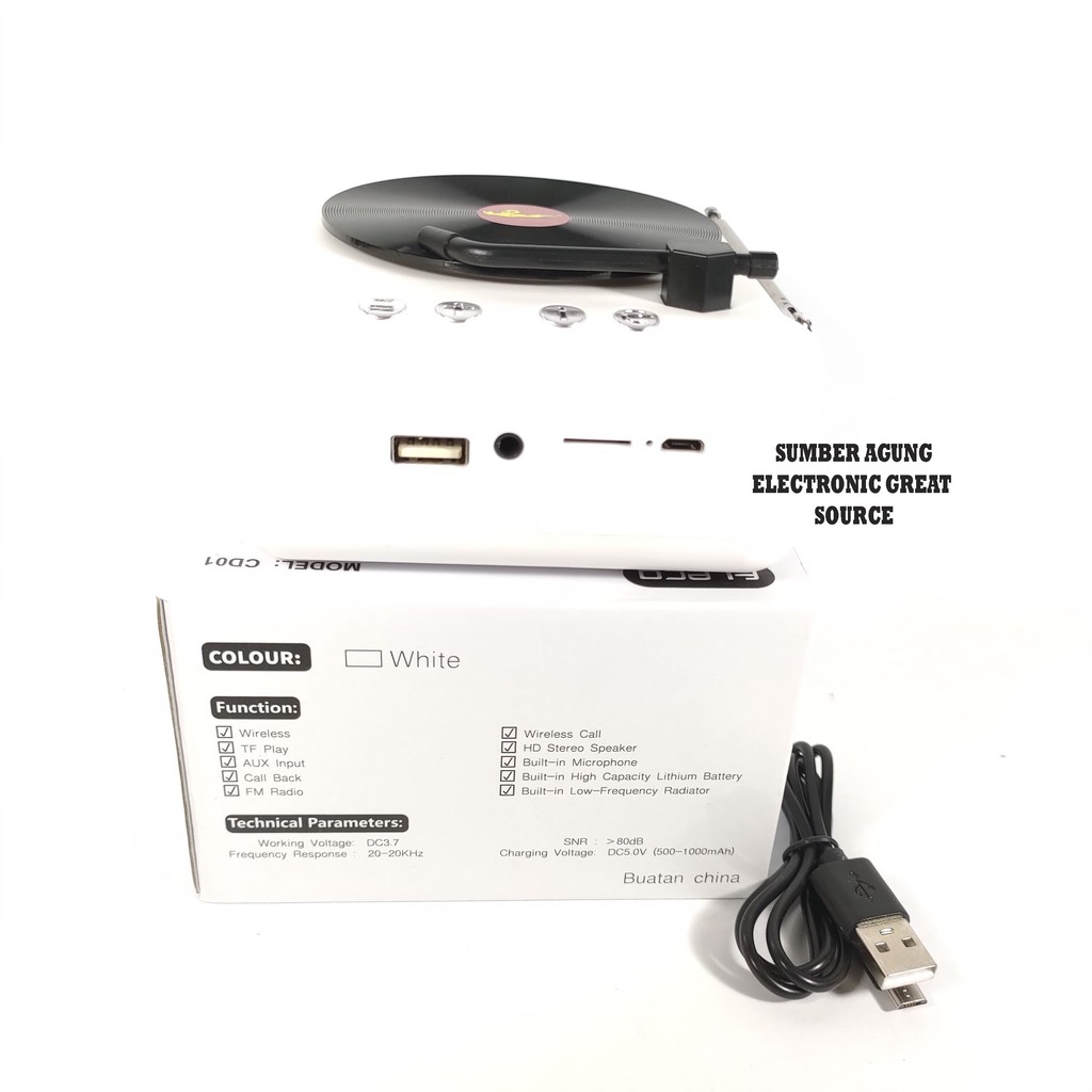 Fleco DC01 Speaker Bluetooth Antena Cas Charge USB Memori Model Piring