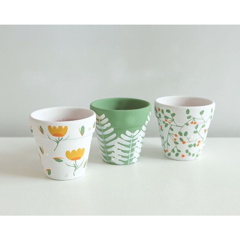 Pot Terakota Handmade Motif G Bunga / Vas Tanah liat / Cover Pot Gerabah Sukulen / Aesthetic Decor /