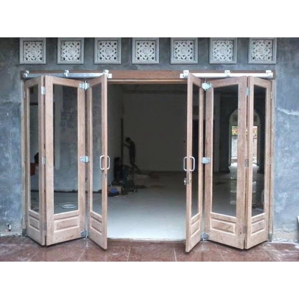 Komponen/aksesoris rel pintu garasi 6 daun pintu lipat bukaan 2 (3:3)