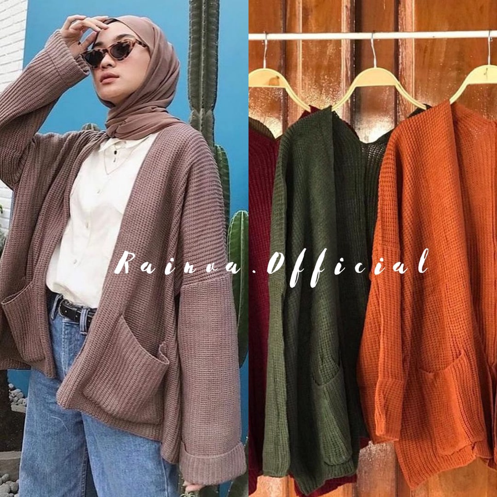 LOOCY CARDIE RAJUT TEBAL 7 GAUGE OUTHER LAVELA OVERSIZE PREMIUM RAJUT WANITA