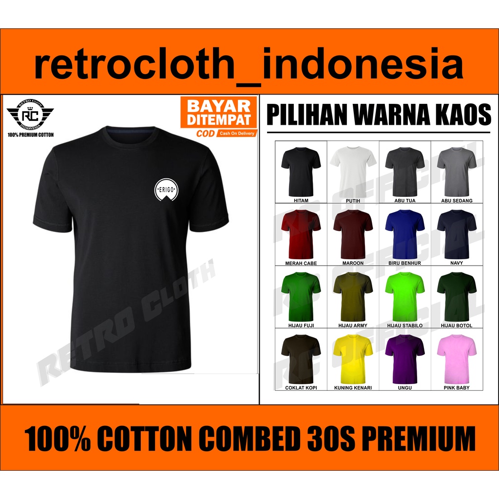 Kaos Tshirt Baju ERIGO / 1 / Kaos Tshirt Baju Pria / Kaos Tshirt Baju Wanita / Kaos Tshirt Baju Cowo
