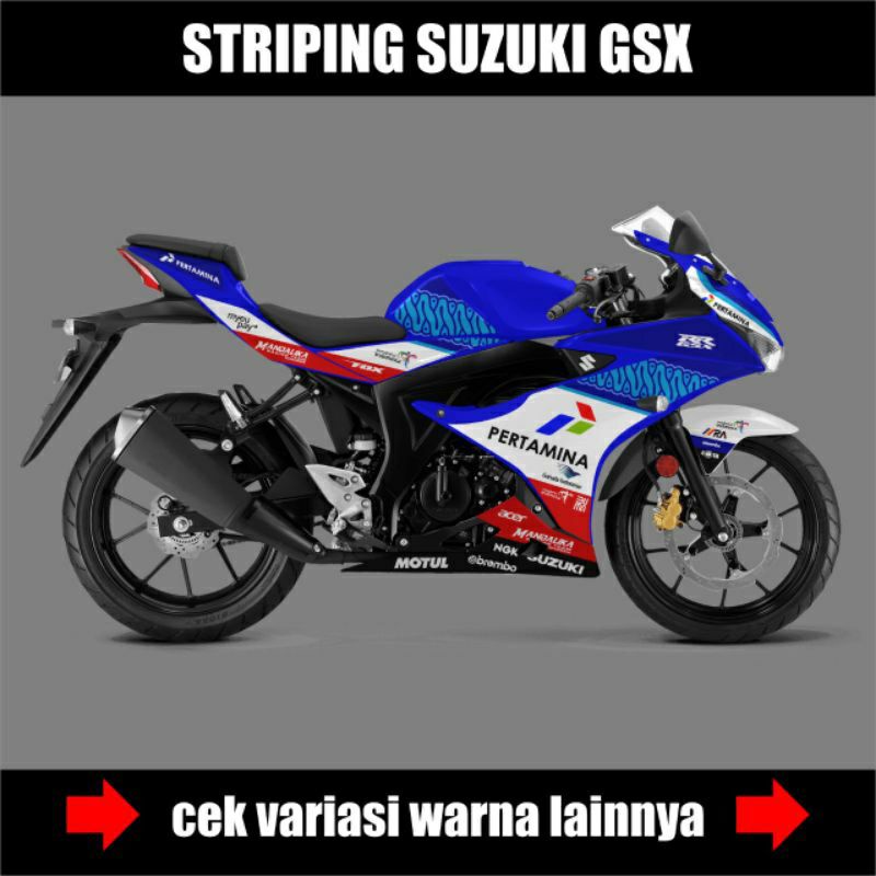 Stiker Striping Variasi Semi full GSX 150 R / GSX R Variasi Pertamina Mandalika