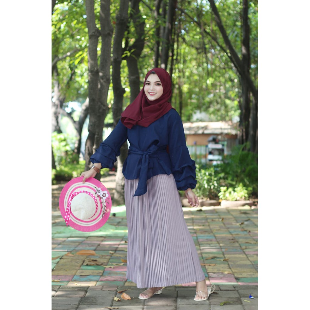 ROK PLISKET MURAH 357 LUVALINE ROK PLISKET PANJANG PLEATED SKIRT FLARE SKIRT MAYUNG FLOWY REMPEL