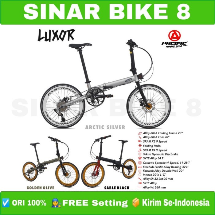 Sepeda Lipat Ukuran 20 Inch Pacific LUXOR New Alloy 9 SRAM Rem Hidrolik