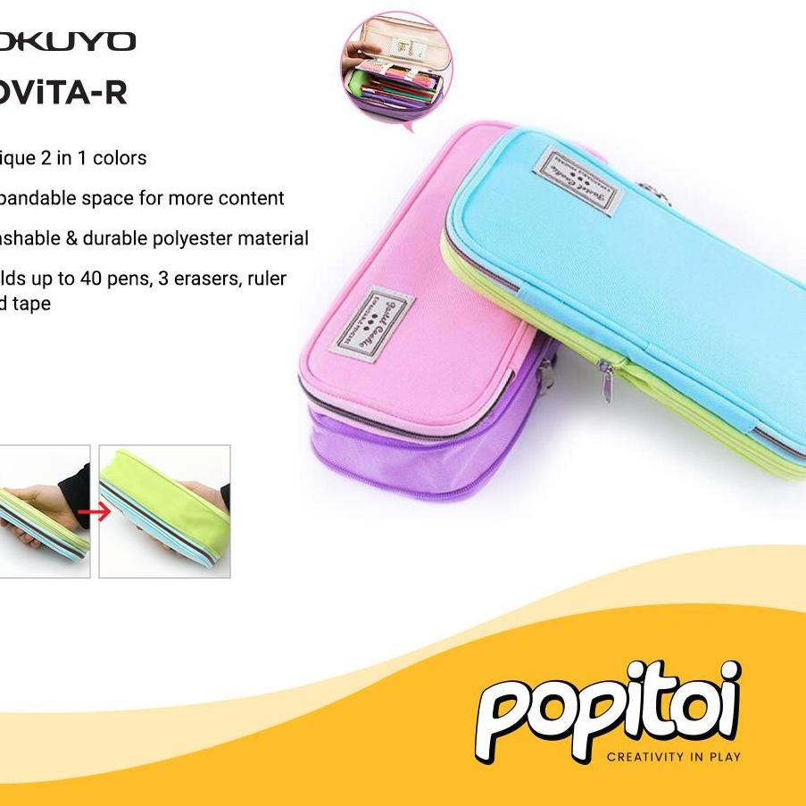 

KOKUYO Novita-R Expandable Pencil Case Pastel Cookie Color Tempat Pensil ✓