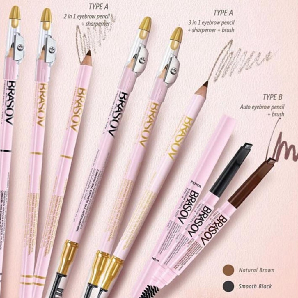 ⭐ BAGUS ⭐ ( ✔ BPOM ) BRASOV EYEBROW 3 IN 1 | Pensil Alis Brasov