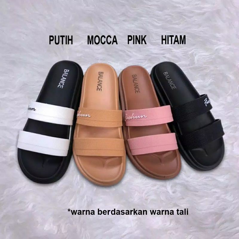 sandal wanita selop sendal slop cewe karet jelly balance tali dua 840-1_the boro