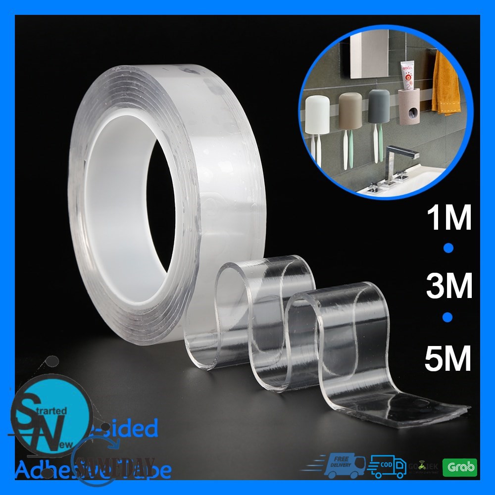 

Double Tape Perekat Transparent No Trace Washable Sticker (3 x 0.1 cm)