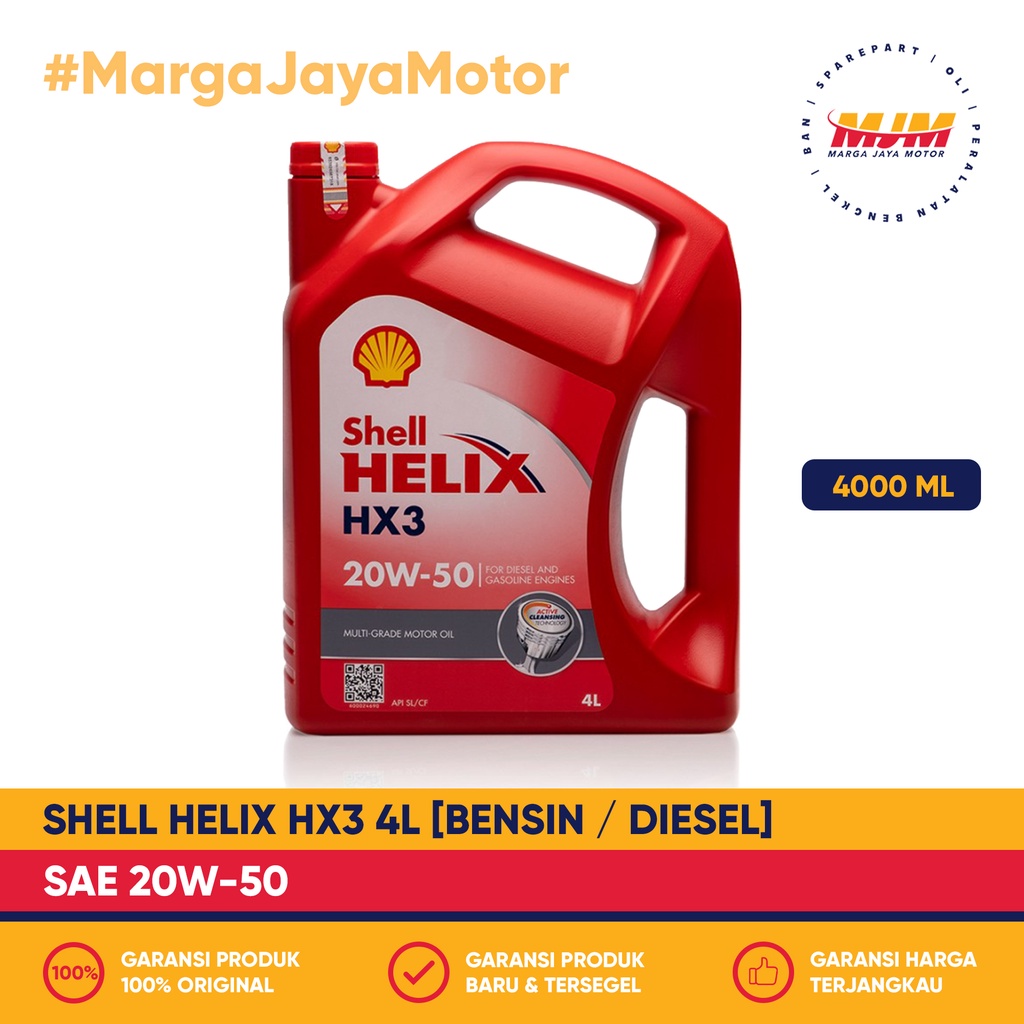 Shell Helix HX3 20W/50 4000ml Bensin Diesel Shell Oil 4L