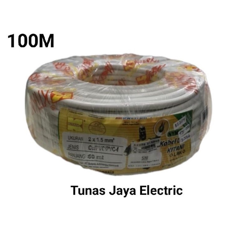 Kabel Serabut NYMHY 2x1,5mm @100M Tembaga Murni Kitani - Standar SNI LMK