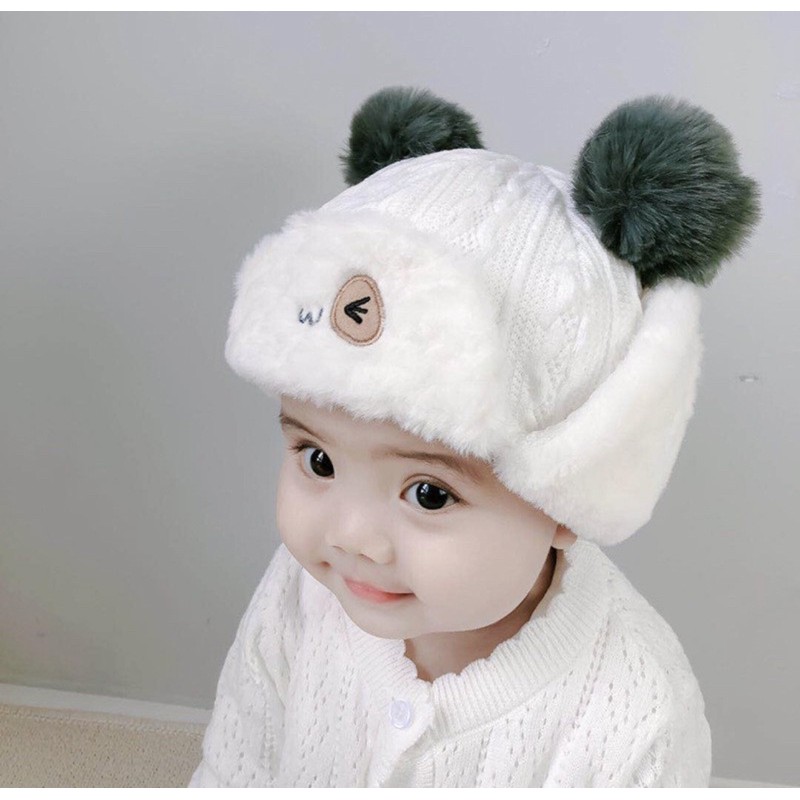 Topi Anak Penutup Telinga Bayi Bahan Velvet Tebal Wink