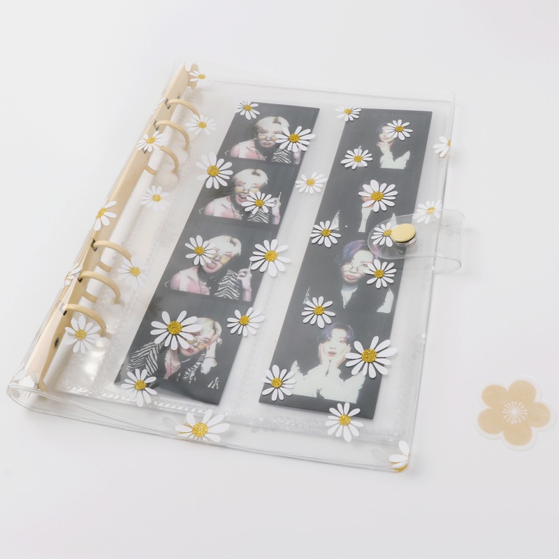 INS Daisy Transparent Purple A5 A6 Binder Album Cover 6 Holes Photo Album Photocard Lomo Card Holder Loose-leaf Notebook