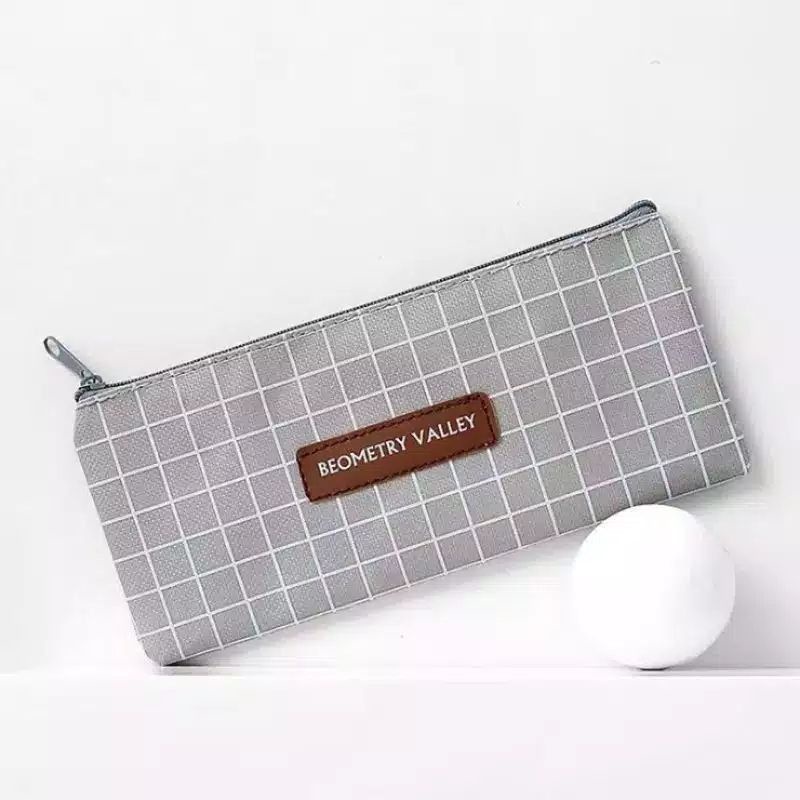 GAEKOPEDIA || BEOMETRY VALLEY - PENCIL CASE BEOMETRY - TEMPAT PENSIL KOTAK ALAT TULIS STATIONERY-GRAY GRID