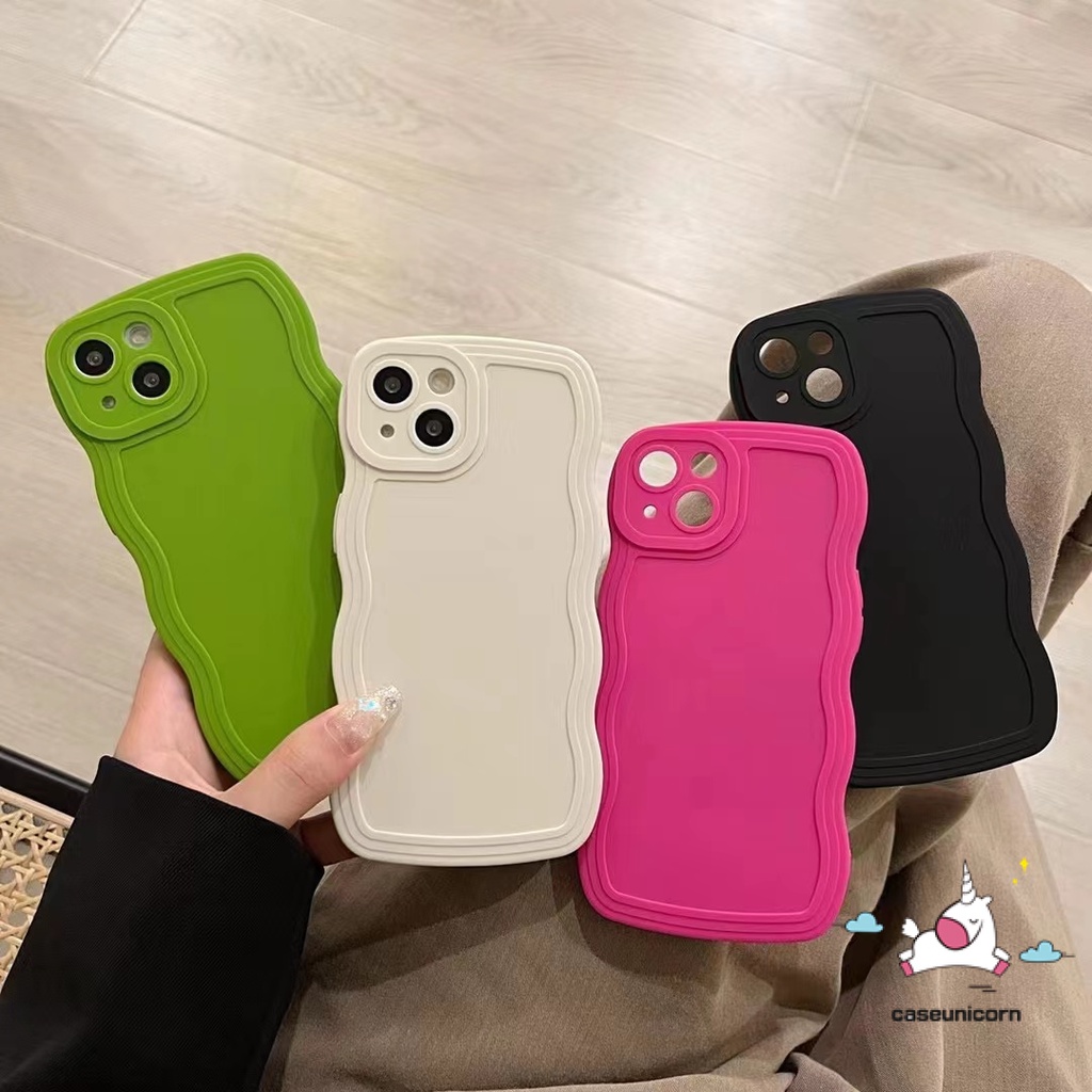 Casing iPhone 7 8 Plus XR 11 12 13 Pro MAX X XS MAX 7 Plus 8 Plus Shockproof Aksen Gelombang Warna Permen