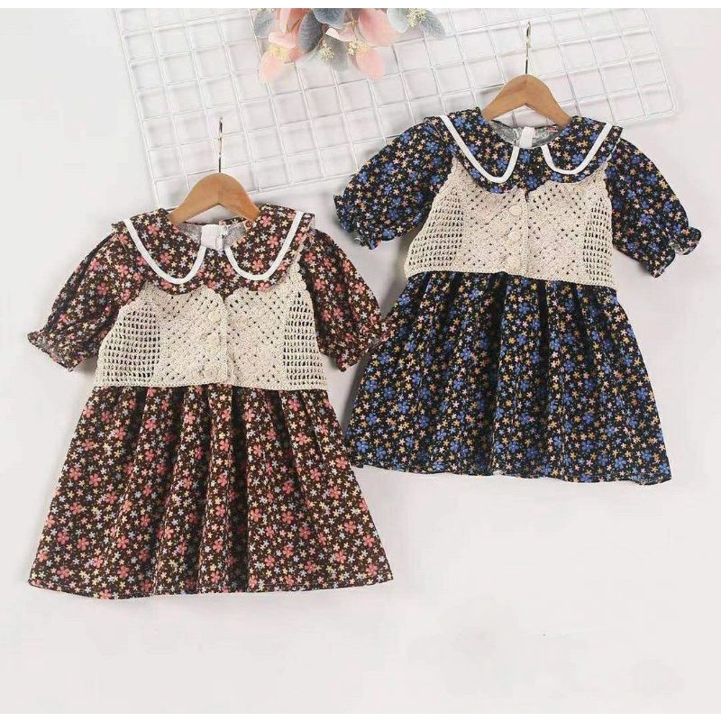 DRESS ANAK IMPORT ALA KOREA DRESS PLUS ROMPI RAJUT
