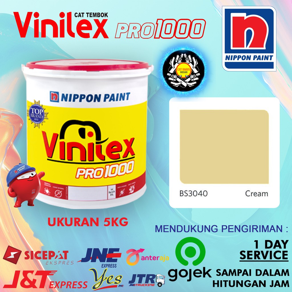 CAT AIR TEMBOK DINDING VINILEX 5 KG WARNA BS 3040 CREAM BS3040 KREM IVORY BEIGE TUA 5KG INTERIOR EXT