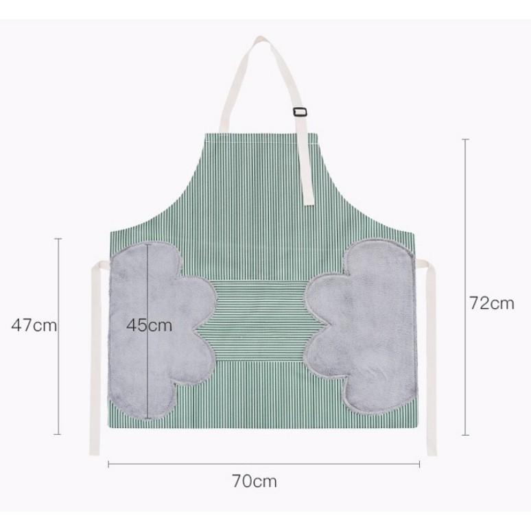 AS1909 Apron Celemek Masak Dapur Anti Minyak dan Waterproof Celmek Masak Motif Salur Bear