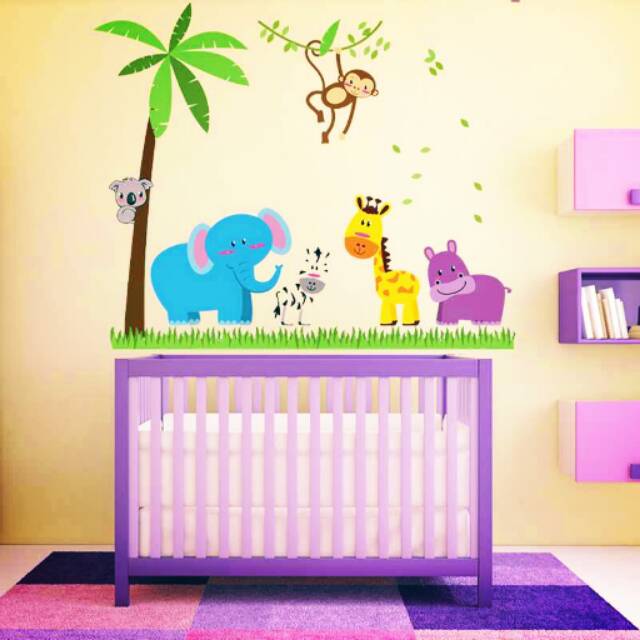 Wallsticker Beauty Animal/ stiker dinding/ dekorasi kamar/ anak/ gajah/ jerapah/ edukasi/ hiasan