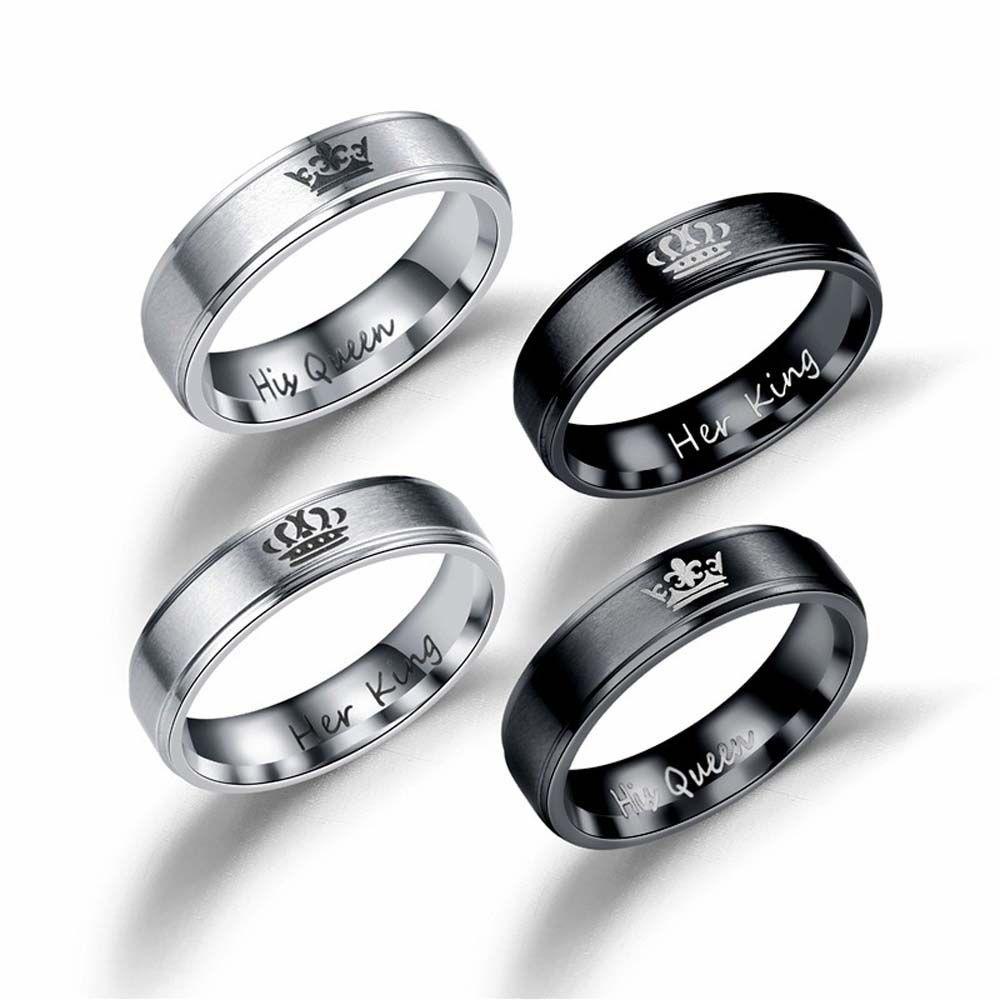[Elegan] Mahkota Cincin Couple Unik Unisex Pasangan Cincin Kawin Stainless Steel Untuk Pria Wanita Gaya Korea Ring