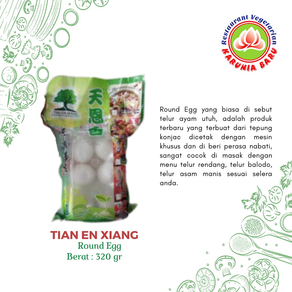 

Tian En Xiang Round Egg/Telur bulat vegan 320 gr